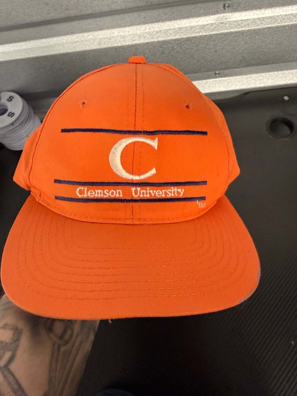Vintage The Game Clemson University Bar Logo Snapback Hat Orange OSFA